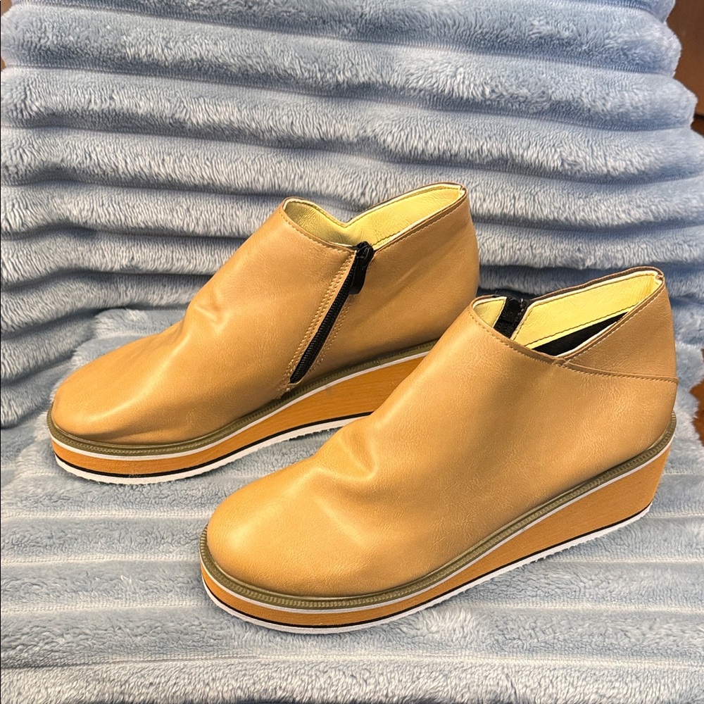 Tan Wedge Ankle Boots